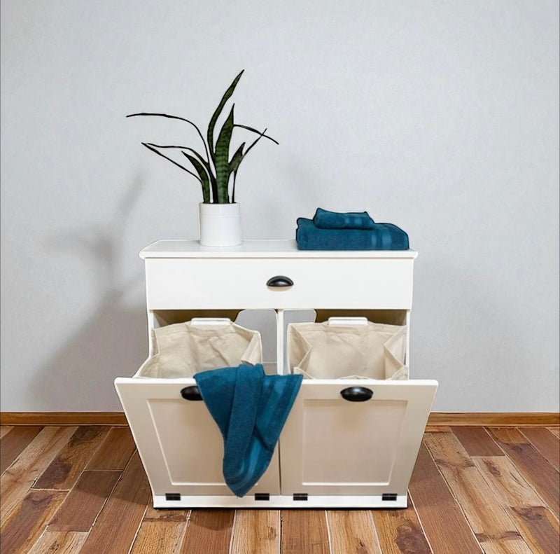 Dashwood laundry with a storage drawer in white farmhouse style door