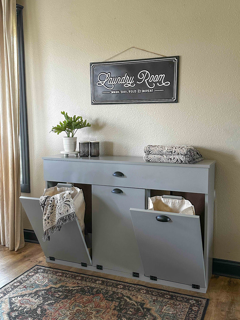 Templeton laundry with a storage drawer in gray modern style