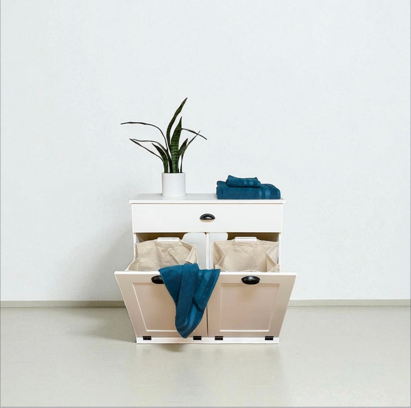 Dashwood laundry with a storage drawer in white farmhouse style door