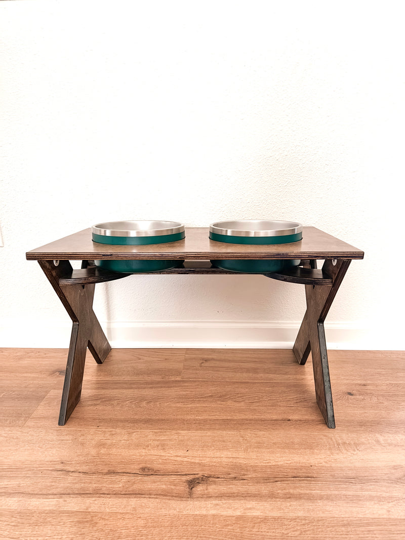 READY TO SHIP - Elevated feeder stand for dogs Yeti bowls *dark brown / 14 in / 8 cup*