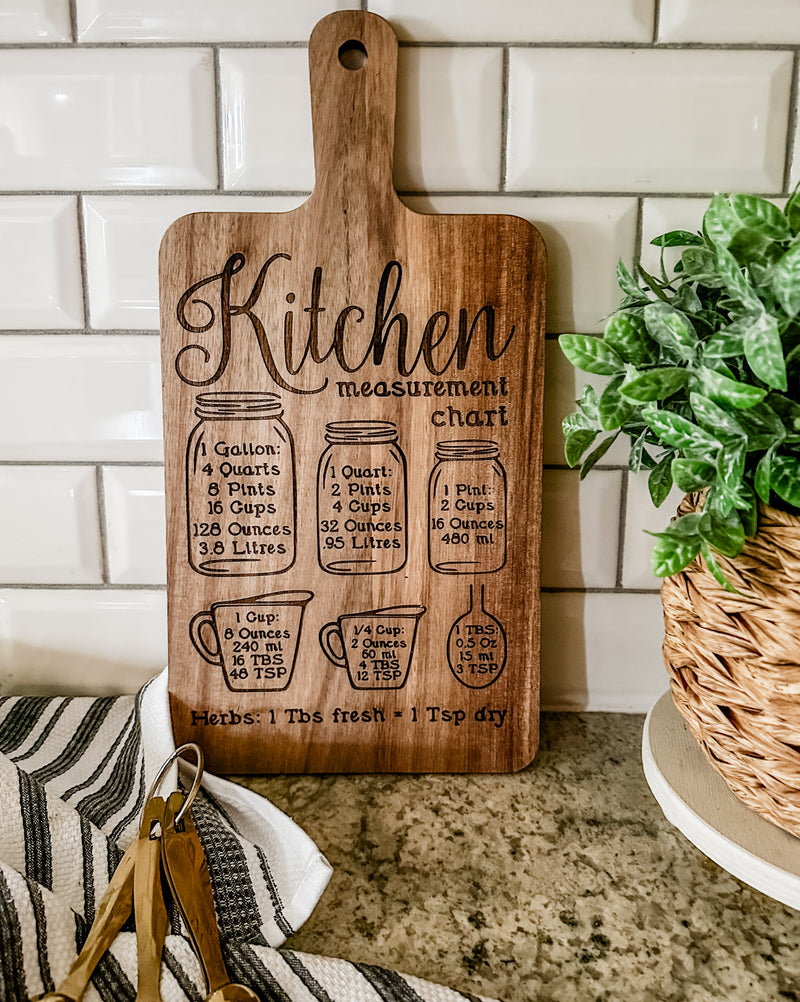 Conversion chart cutting board