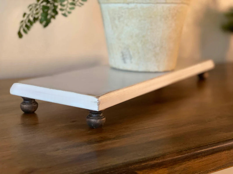 Rectangle riser in a lightly distressed finish