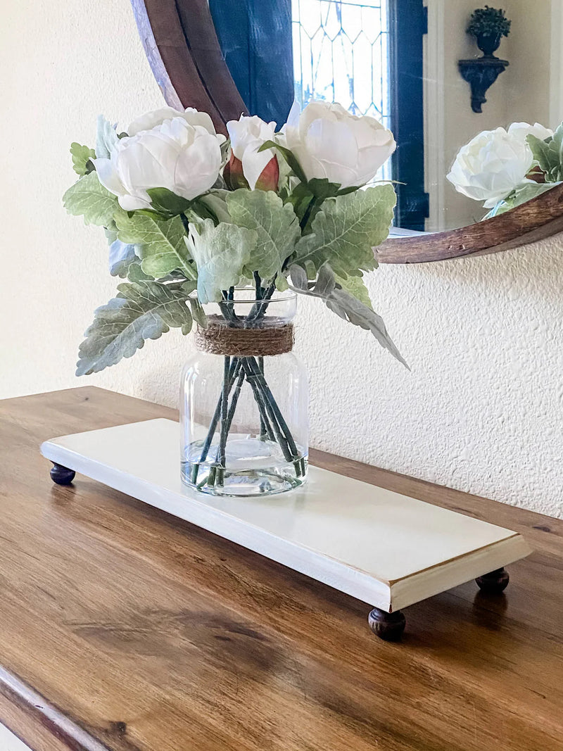 Rectangle riser in a lightly distressed finish