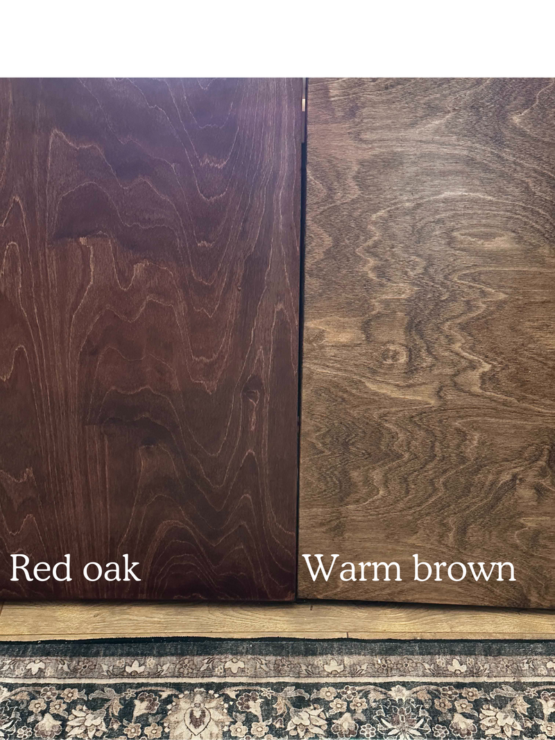 Clean and simple red oak stain color stove cover