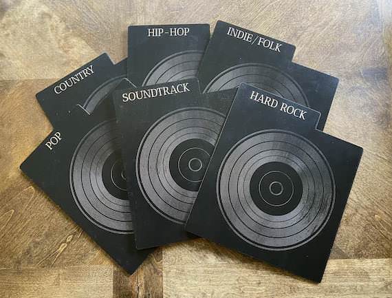 Vinyl album organizer divider in black stain