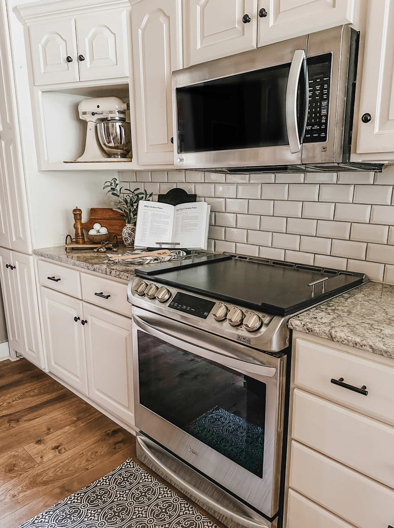 Clean and simple minimalist black stove cover