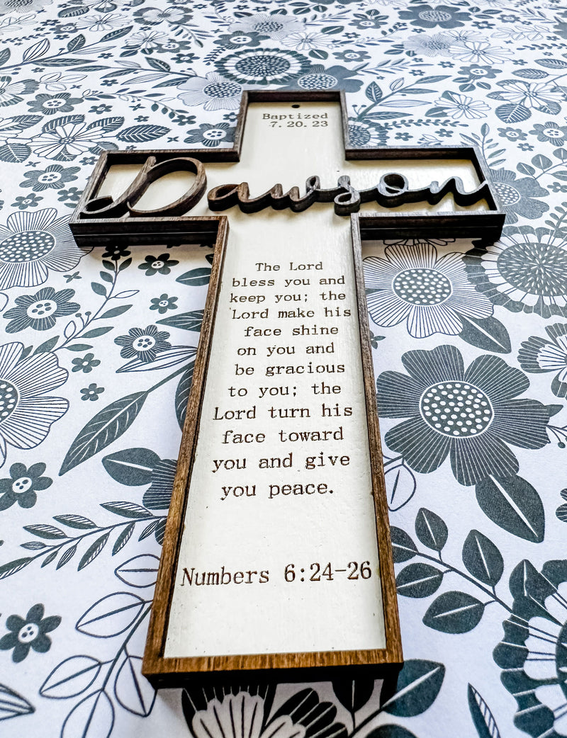 3-d cross personalized baptism gift, christening gift, child dedications, first communion.