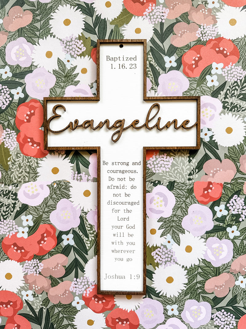 3-d cross personalized baptism gift, christening gift, child dedications, first communion.