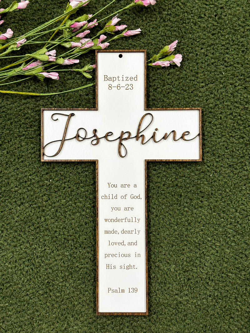 3-d cross personalized baptism gift, christening gift, child dedications, first communion.