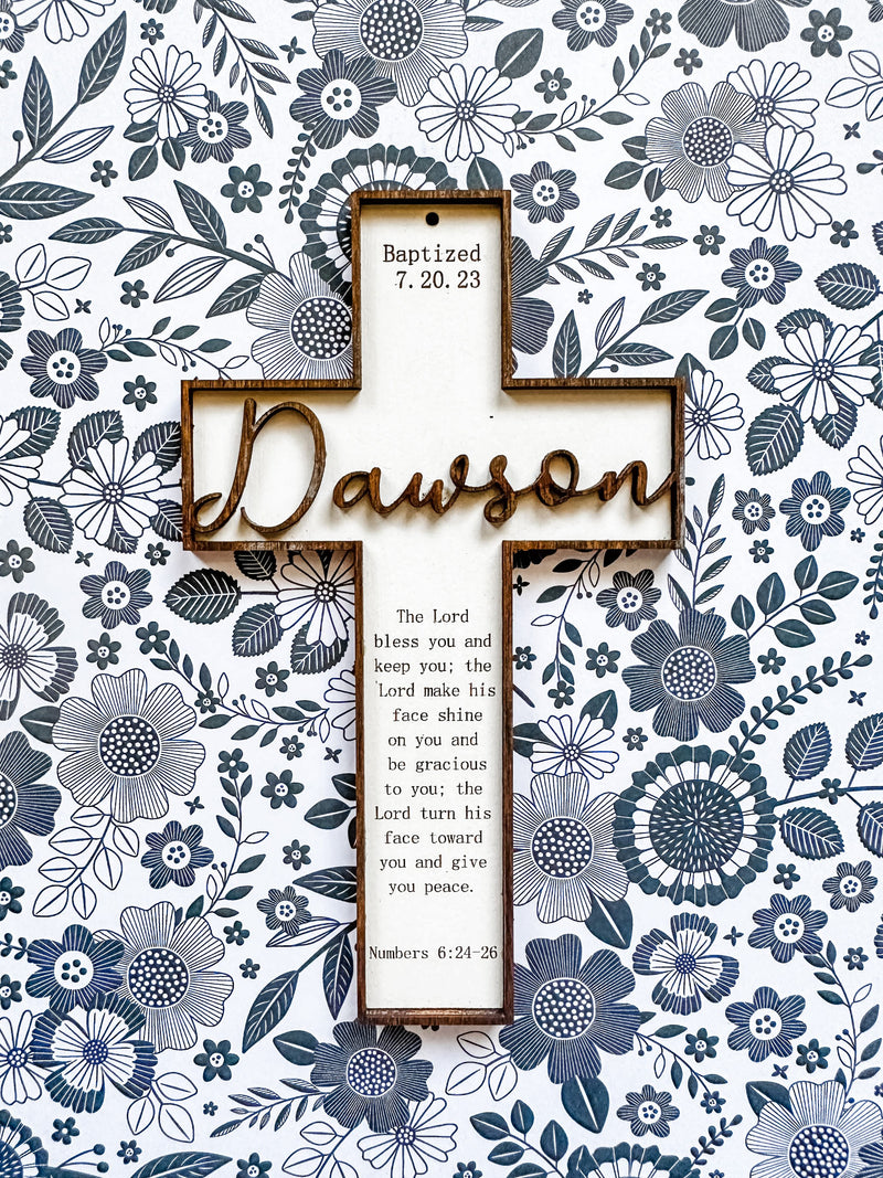 3-d cross personalized baptism gift, christening gift, child dedications, first communion.