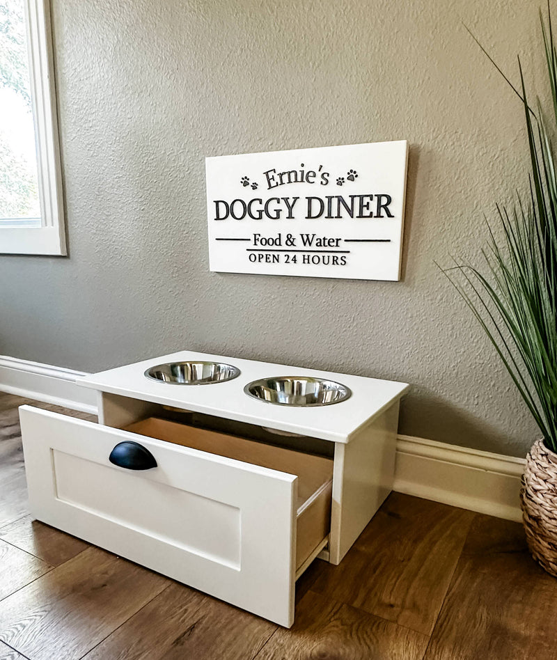 2 bowl elevated dog feeder with storage