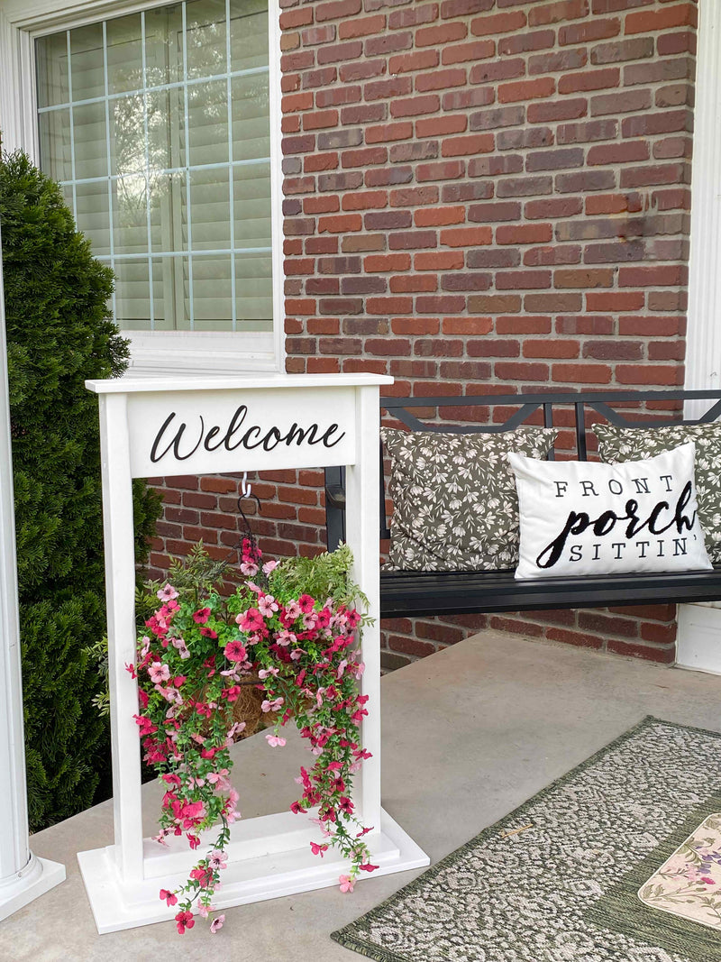 Wooden hanging basket plant stand – freestanding + handmade