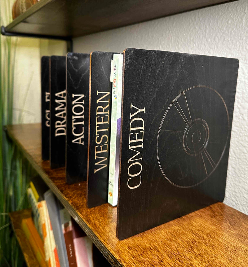 DVD organizers stained black
