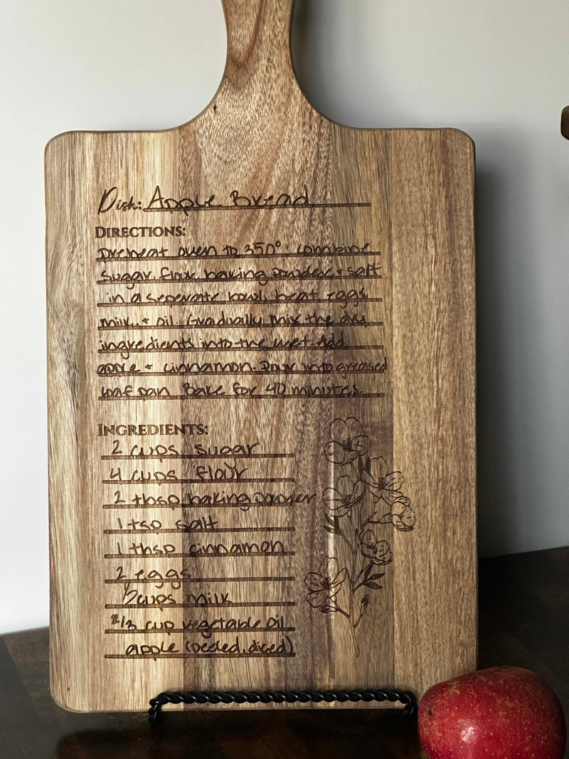 Custom recipe personalized cutting board