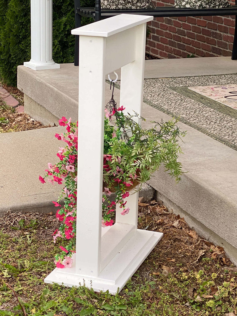 Wooden hanging basket plant stand – freestanding + handmade