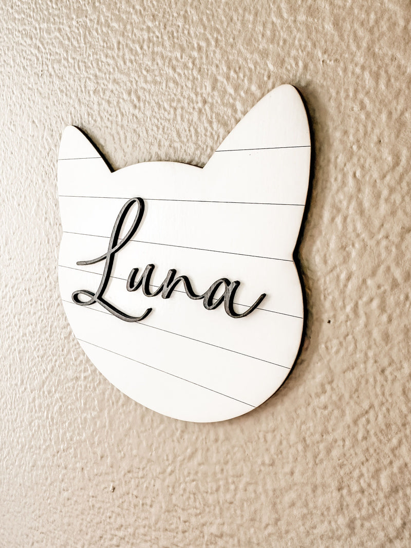 Cat name sign shiplap look 3-d
