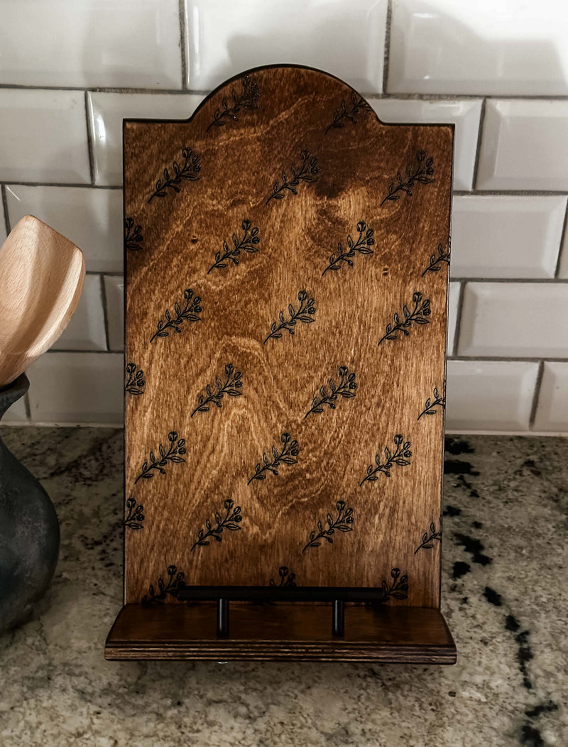 floral repeating pattern style cookbook holder