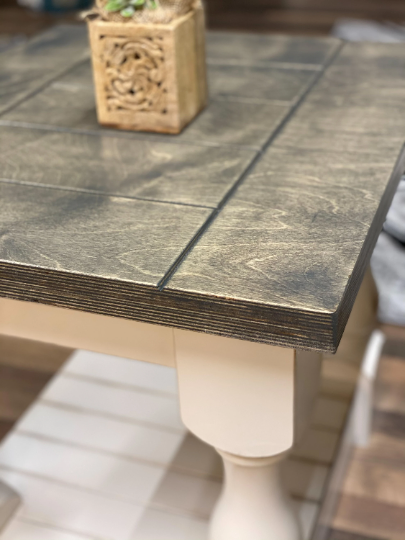 Rustic baluster farmhouse end table aged barrel