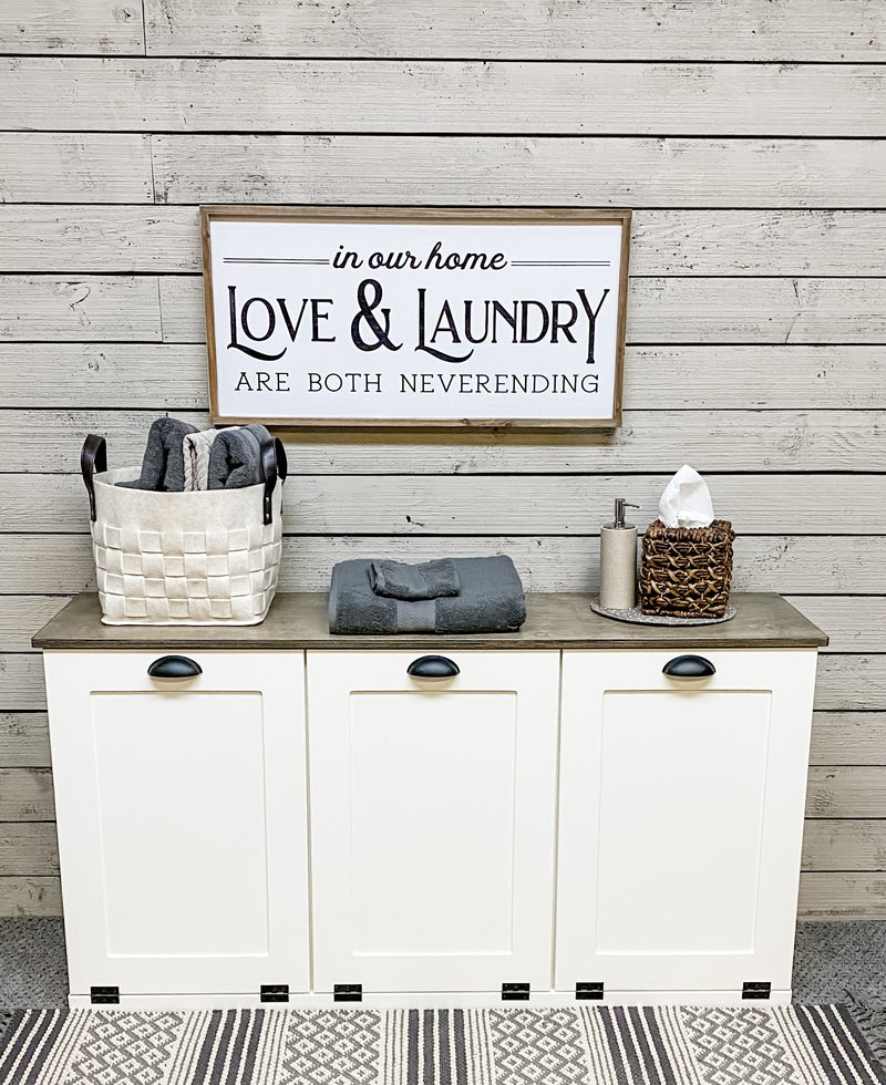 Stained top for tilt out trash bins and laundry hampers - add to your order