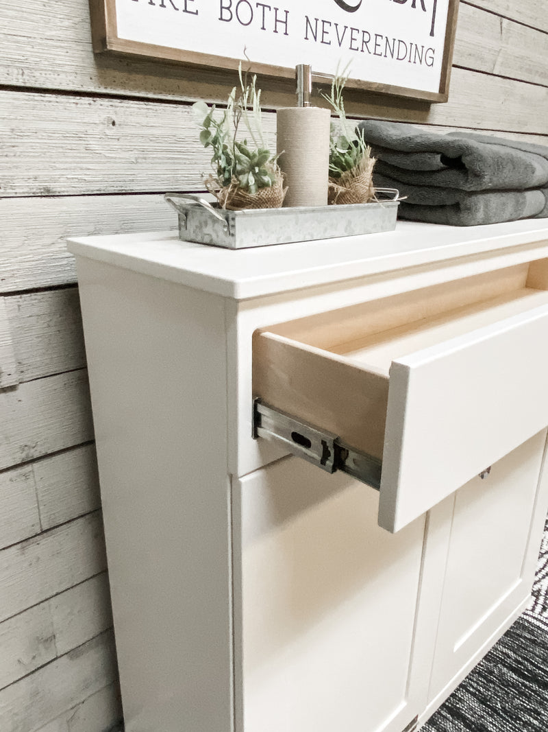 Dashwood laundry with cabinet and drawer in white farmhouse style