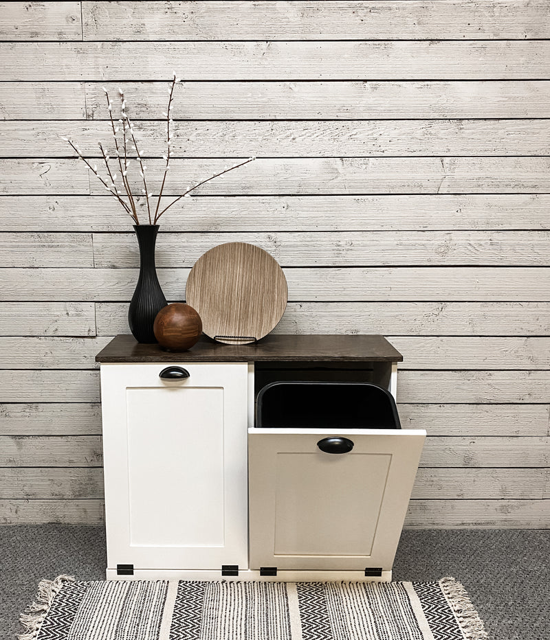 Stained top for tilt out trash bins and laundry hampers - add to your order