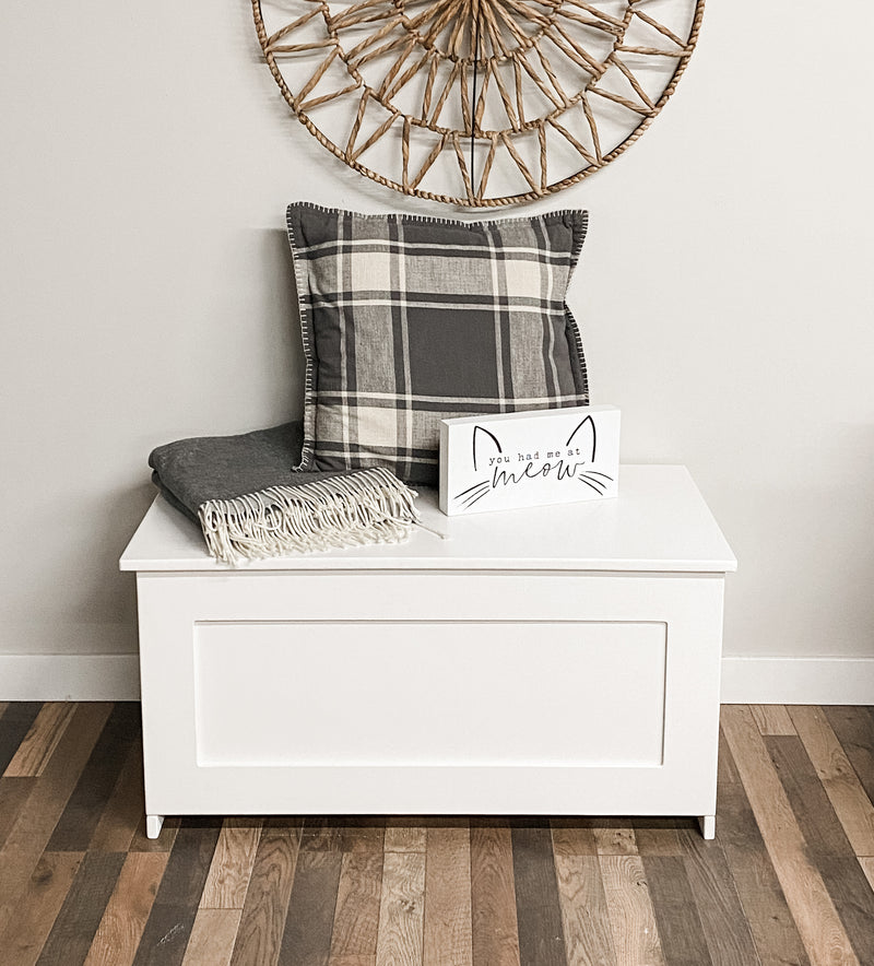 Hidden litter box in white with a flat panel