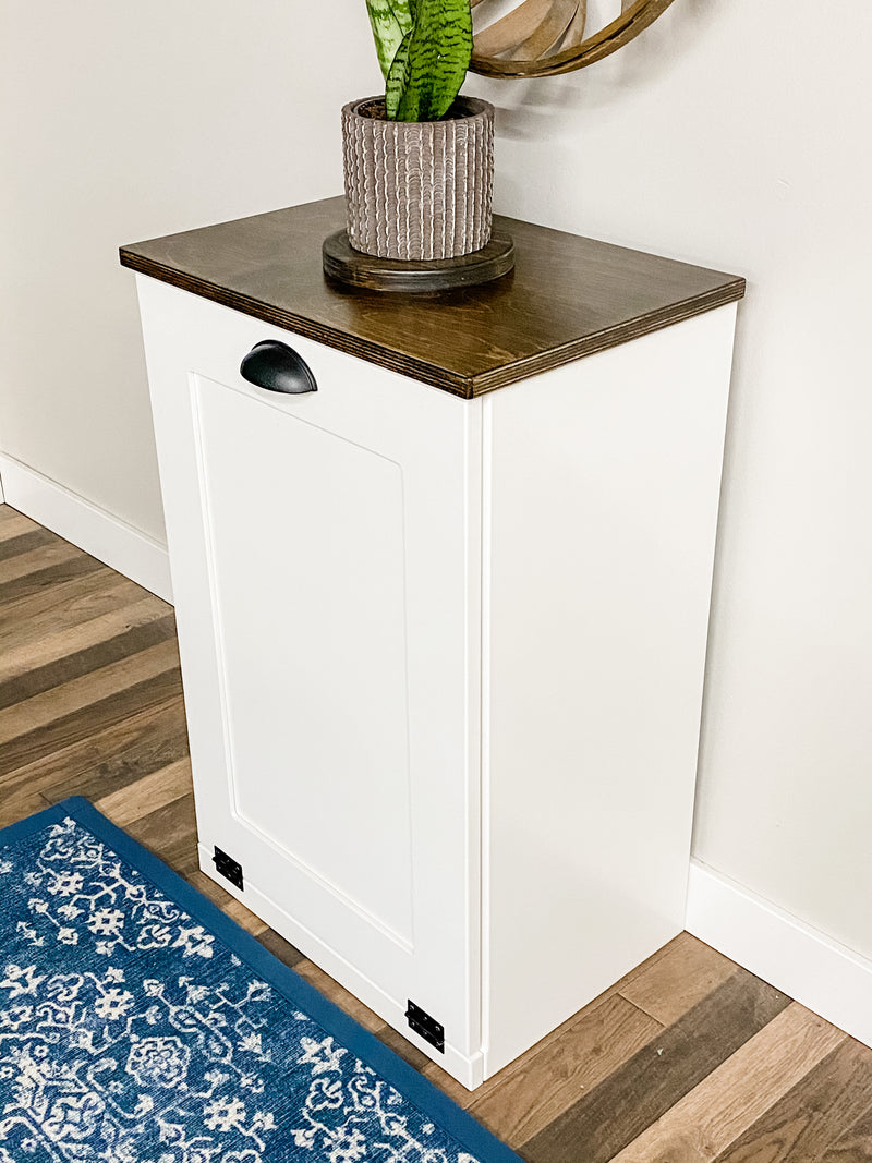Stained top for tilt out trash bins and laundry hampers - add to your order