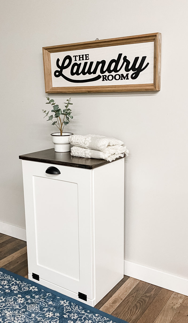Sinclair laundry in white with a stained top farmhouse style