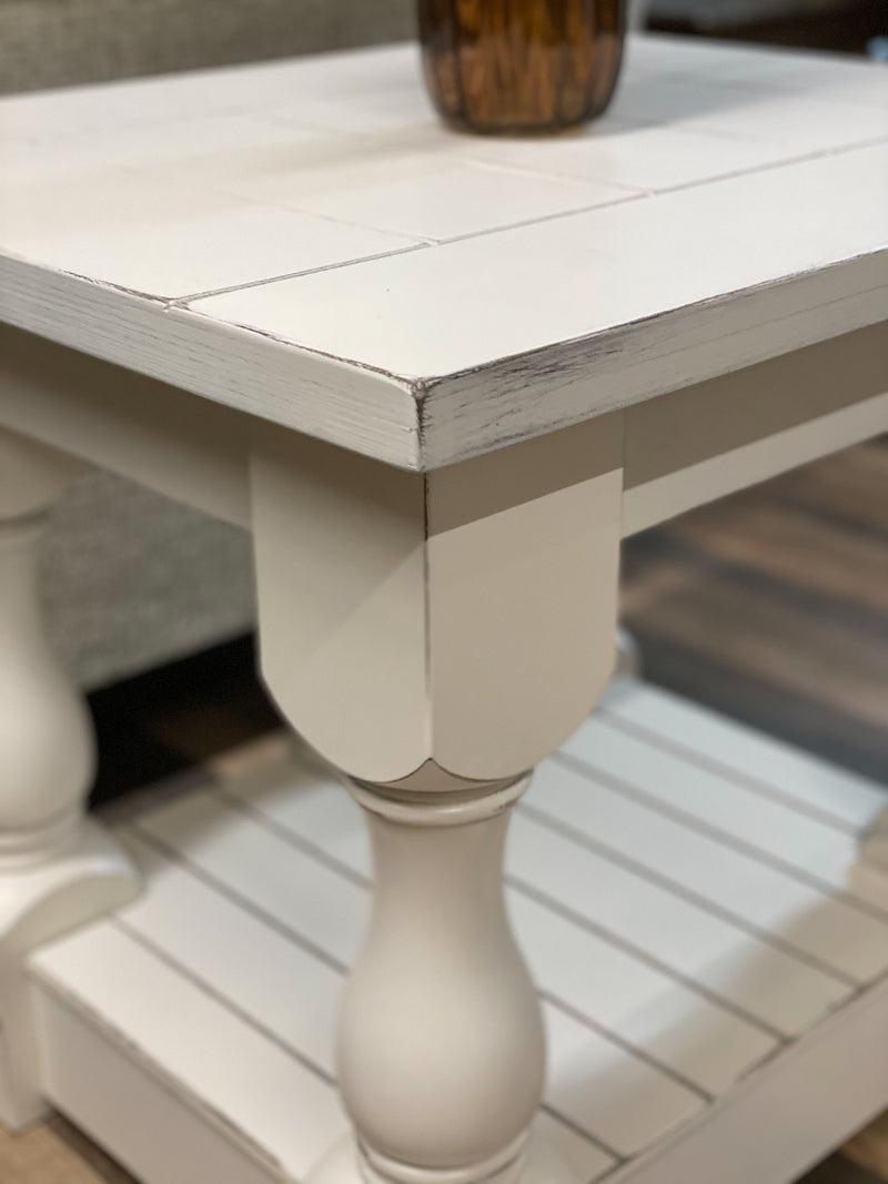 Rustic baluster farmhouse end table distressed
