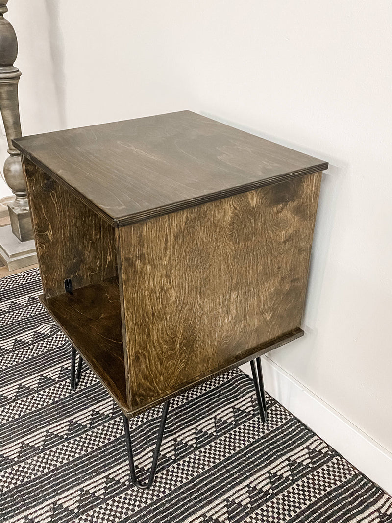 Vinyl album storage cabinet ~ side table - end table dark brown