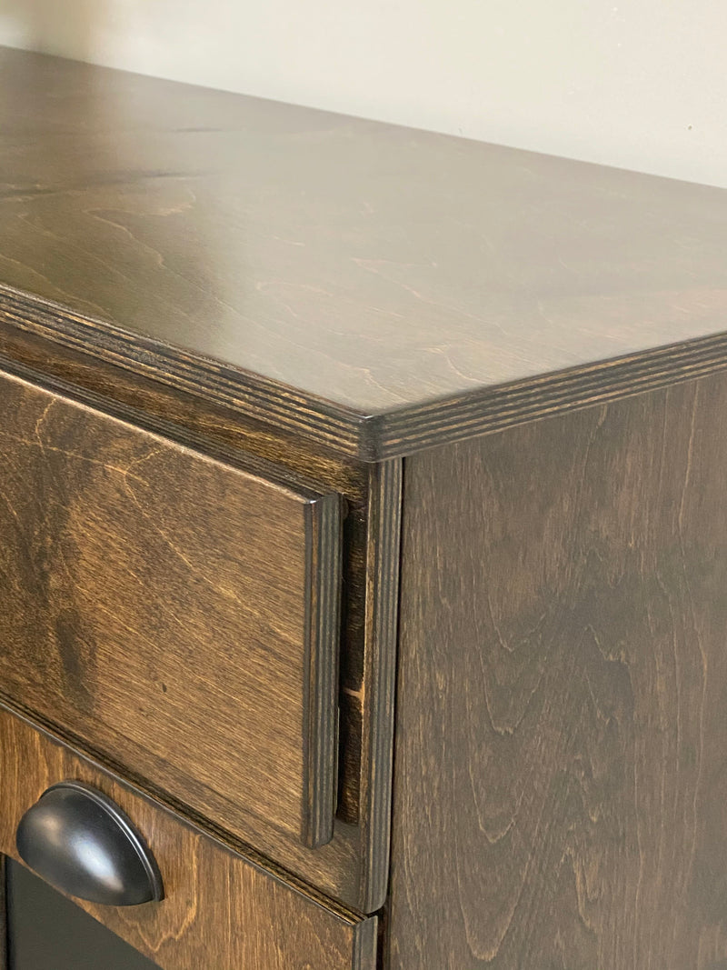 Prescott with a storage drawer in dark brown