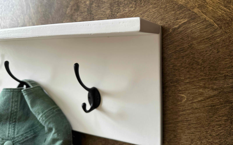 Coat rack with shelf in soft white