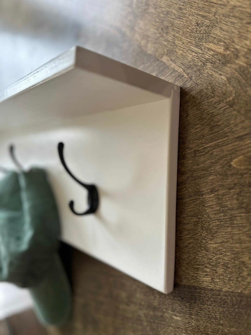 Coat rack with shelf in soft white