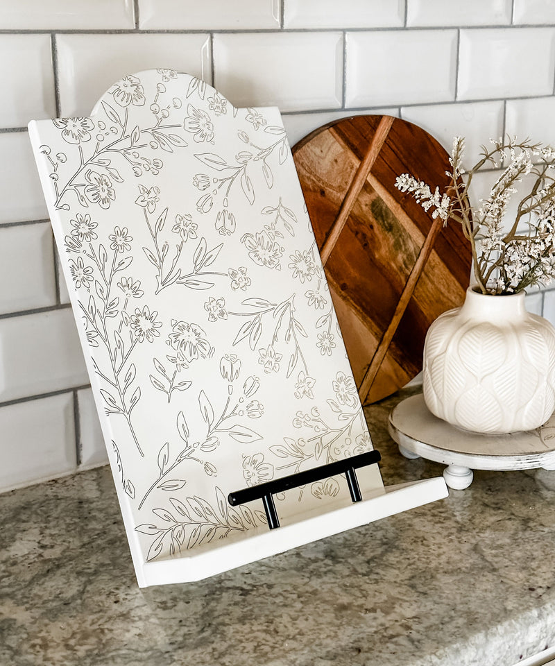 Floral cottage style cookbook holder
