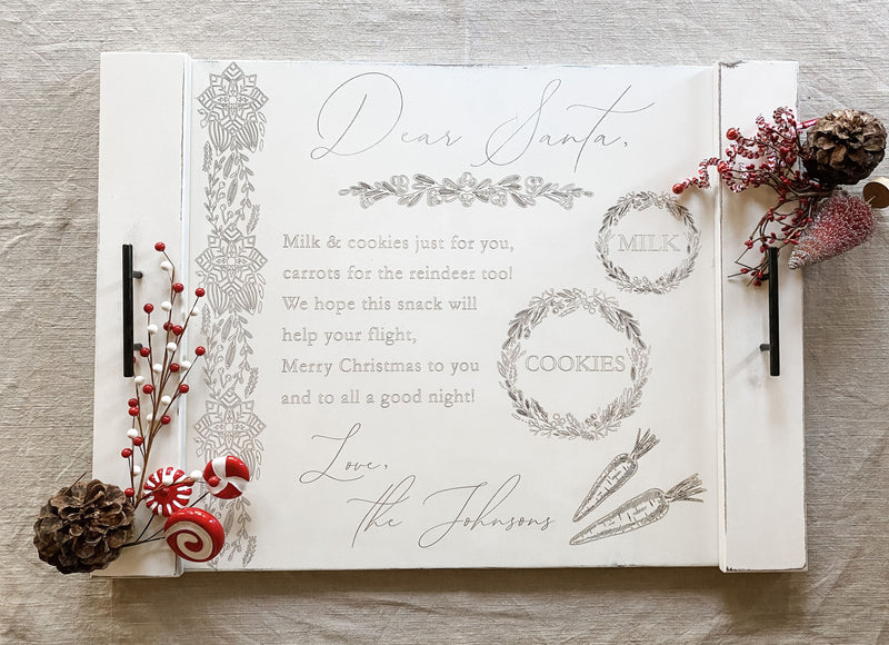 Christmas Eve ottoman tray - personalized