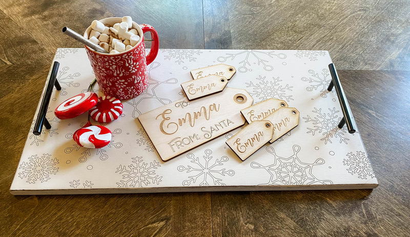 Holiday snowflake tray