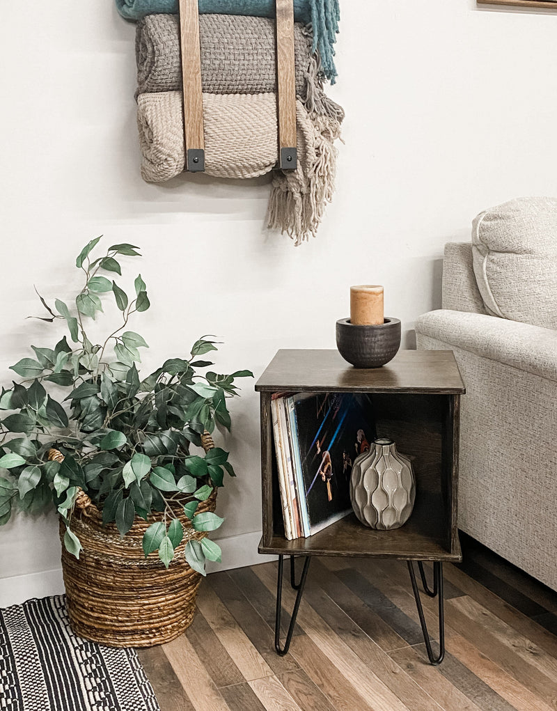 Vinyl album storage cabinet ~ side table - end table dark brown