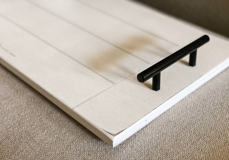 Cottage tray in distressed finish with breadboard edges