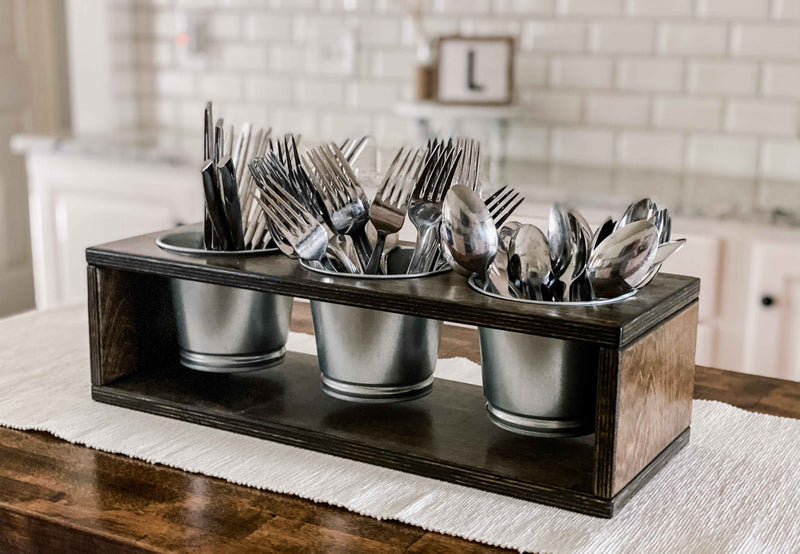 Farmhouse real wood untensil holder