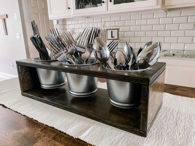 Farmhouse real wood untensil holder