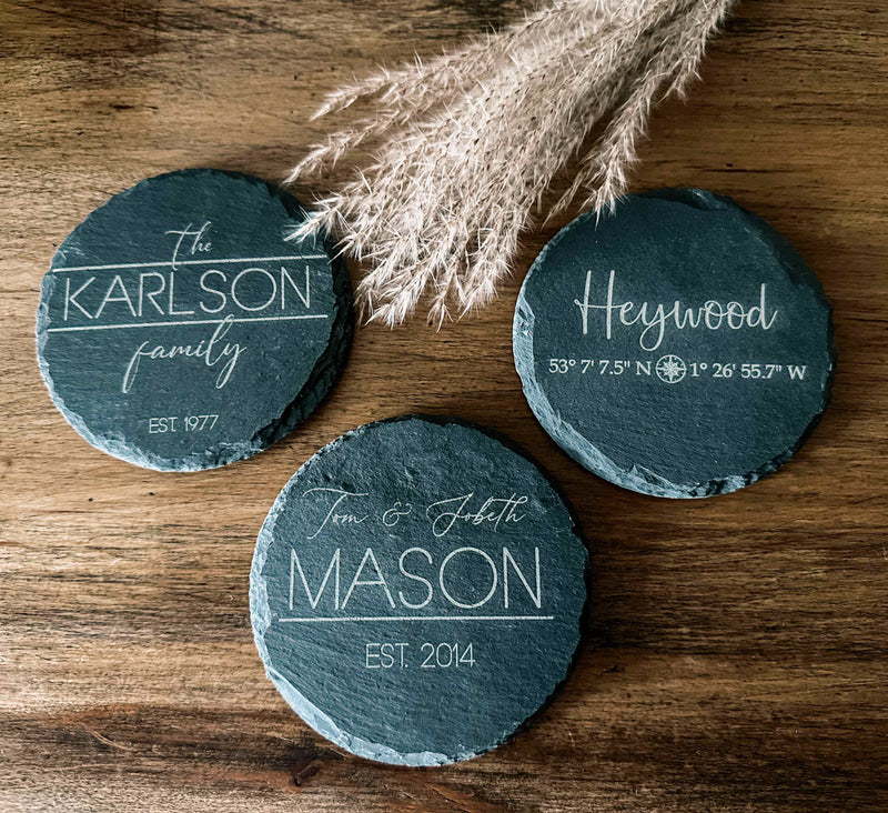 Personalized slate coasters