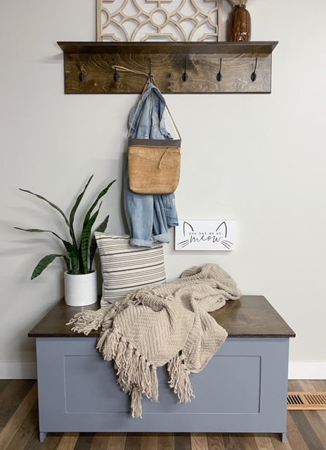 Hidden Litter Box in gray with a Stained Top