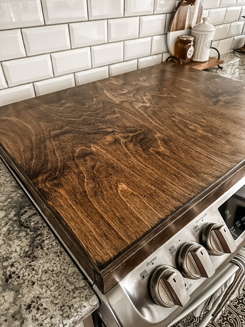 Clean and simple warm brown stove cover