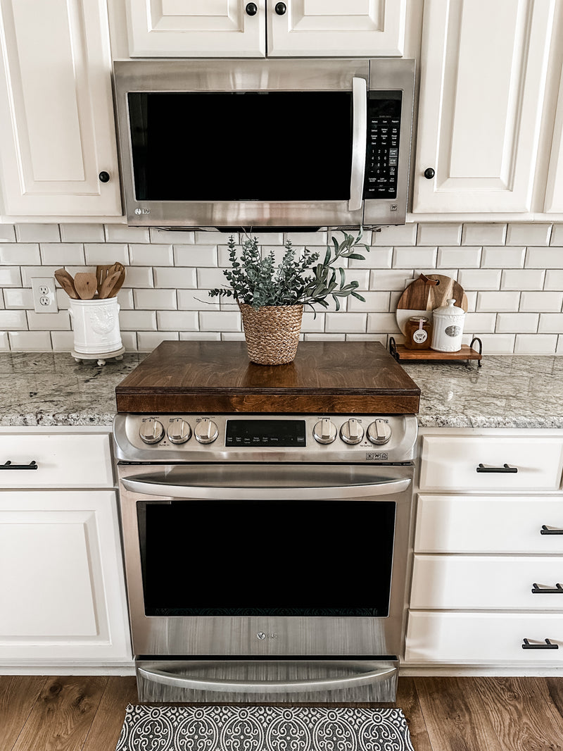 Clean and simple warm brown stove cover