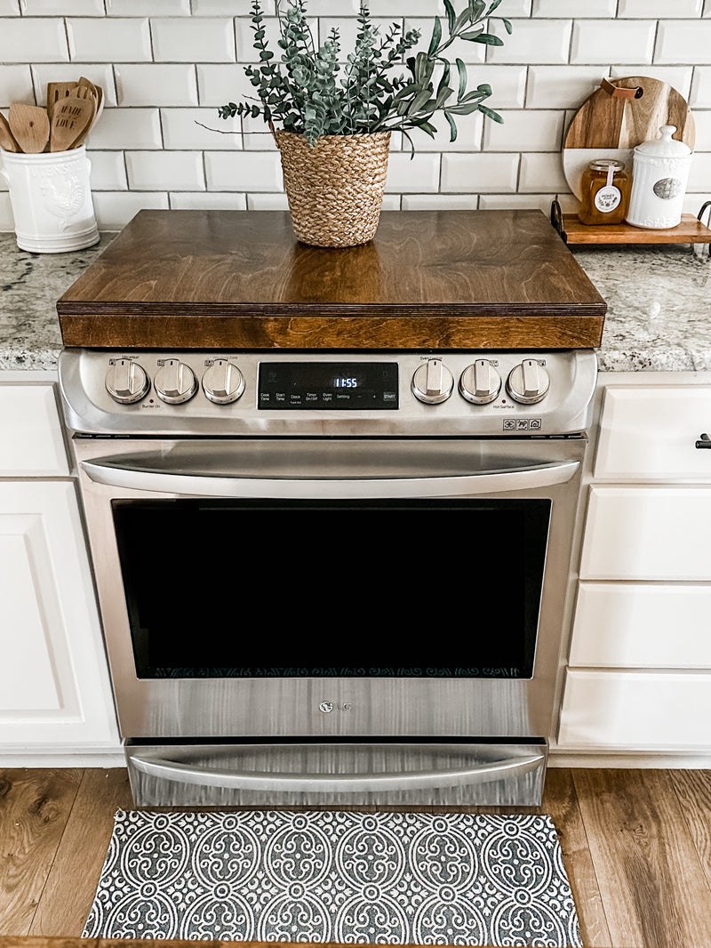 Clean and simple warm brown stove cover