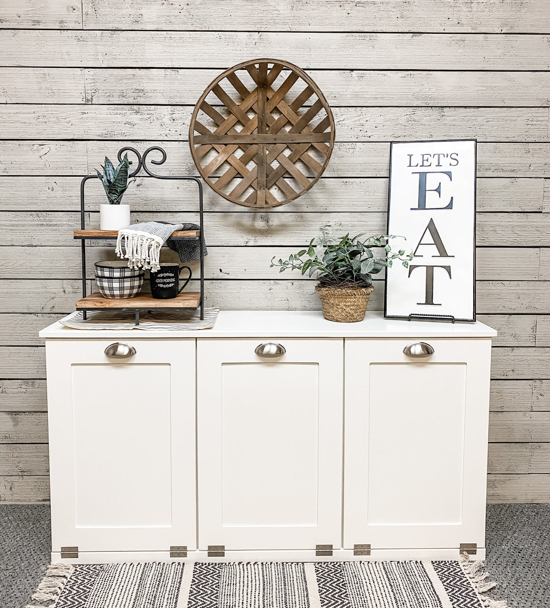 triple cabinet for trash and recycling