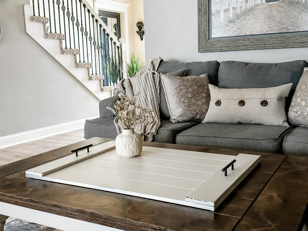 farmhouse slatted ottoman tray