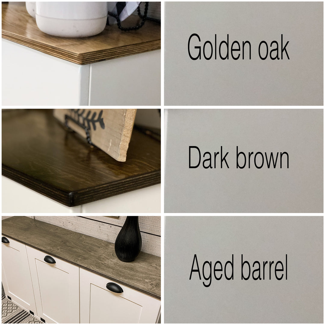 Stained top for tilt out trash or laundry hamper cabinets -add to your order