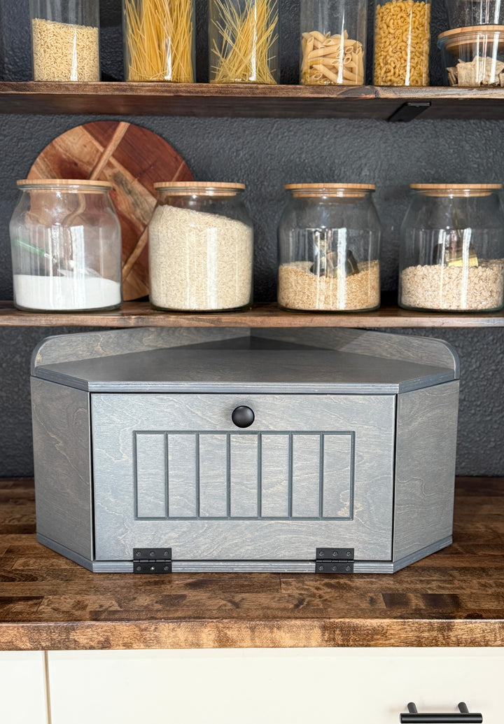Bread box in gray stain