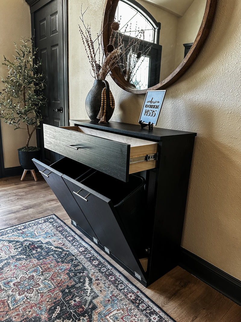 Dashwood with a storage drawer in black wood look modern style